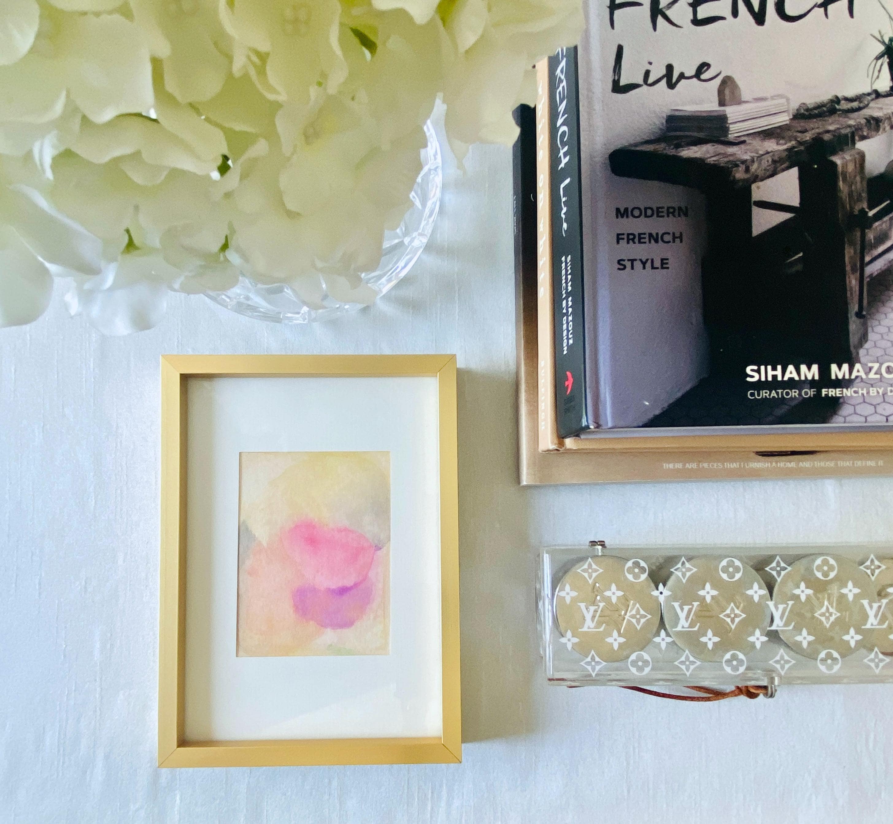 Framed Abstract Watercolor Art: Jewel Tone Home Decor (5x7)