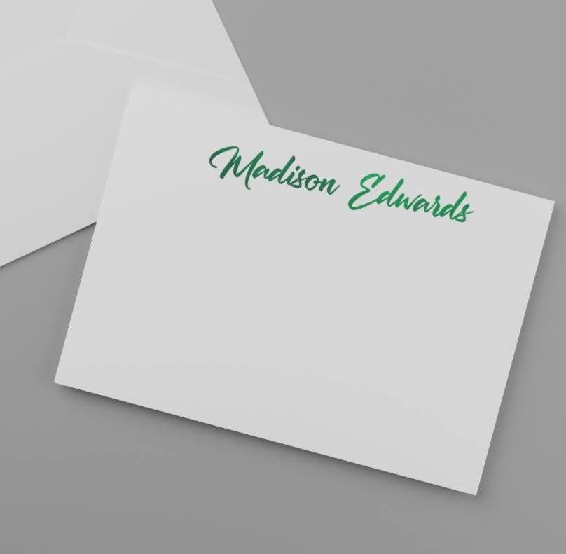 Watercolor Lettering Personalized Stationery Cards, Set of 12