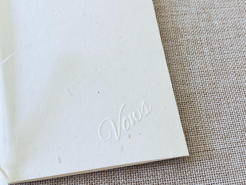 Embossed Ivory Wedding Vow Books - Set of 2 Minimalist Keepsakes