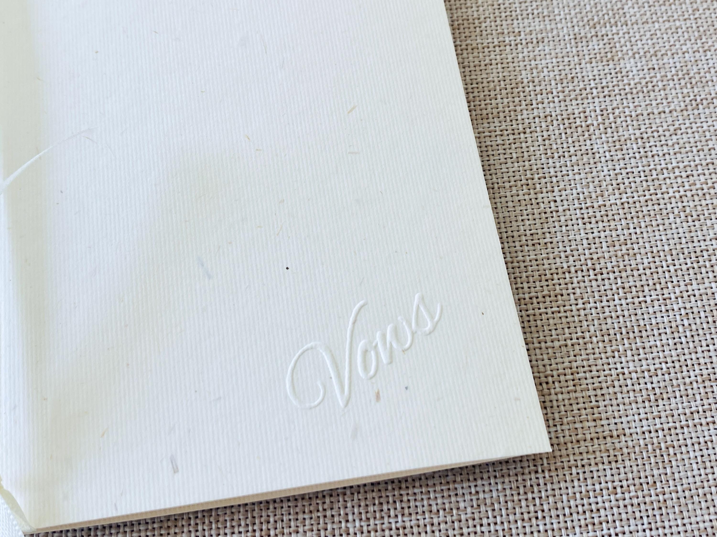 Embossed Ivory Wedding Vow Books - Set of 2 Minimalist Keepsakes