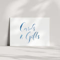 Blue Watercolor Cards and Gifts Sign, 5x7, Printed and Shipped