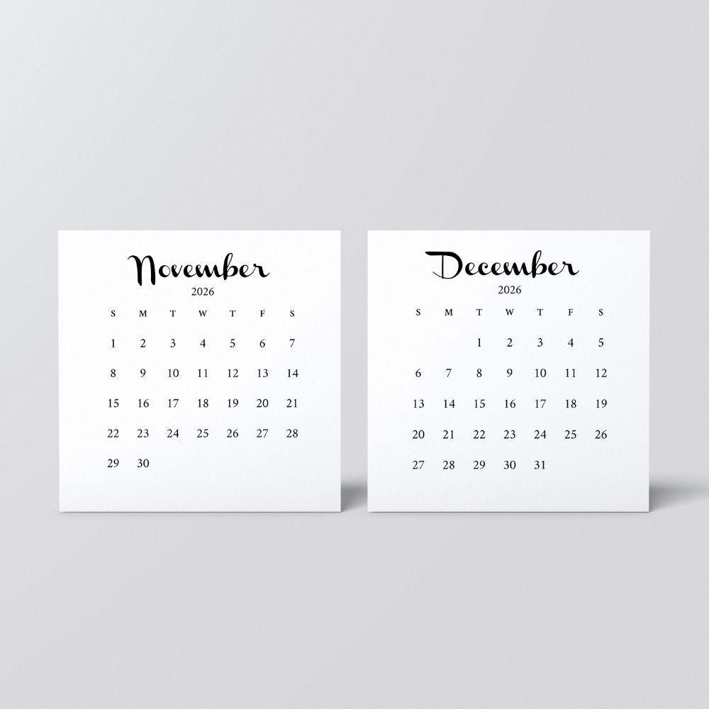 2026 Desk Calendar, Minimalist Calendar Set