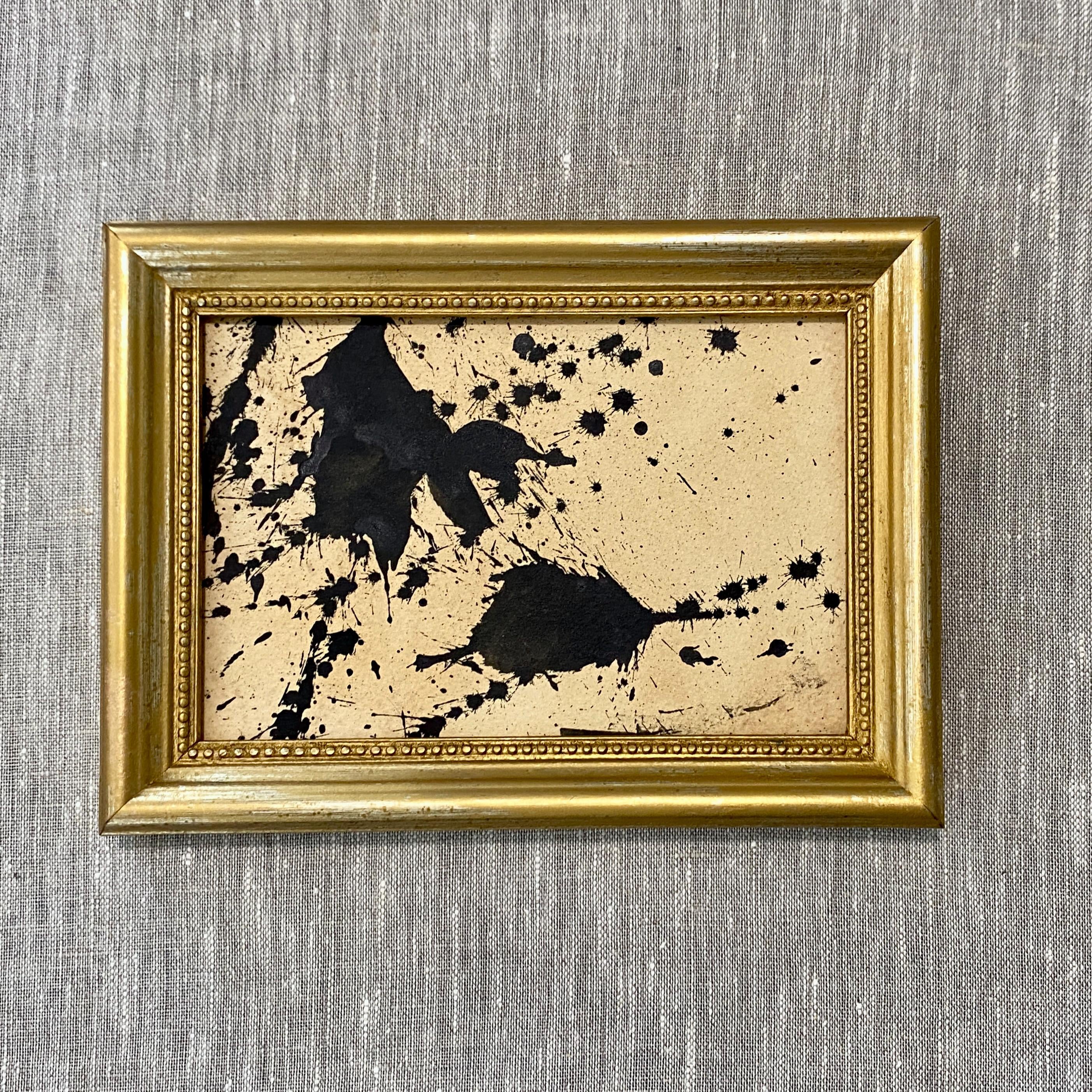 Modern Abstract Painting in Vintage Gold Frame