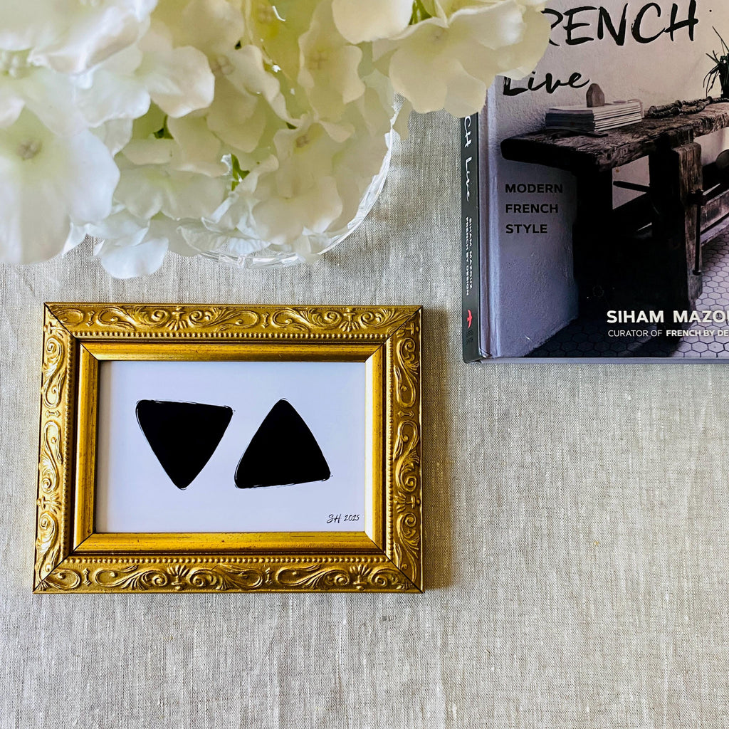 Modern Abstract Art Print in Vintage Gold Frame