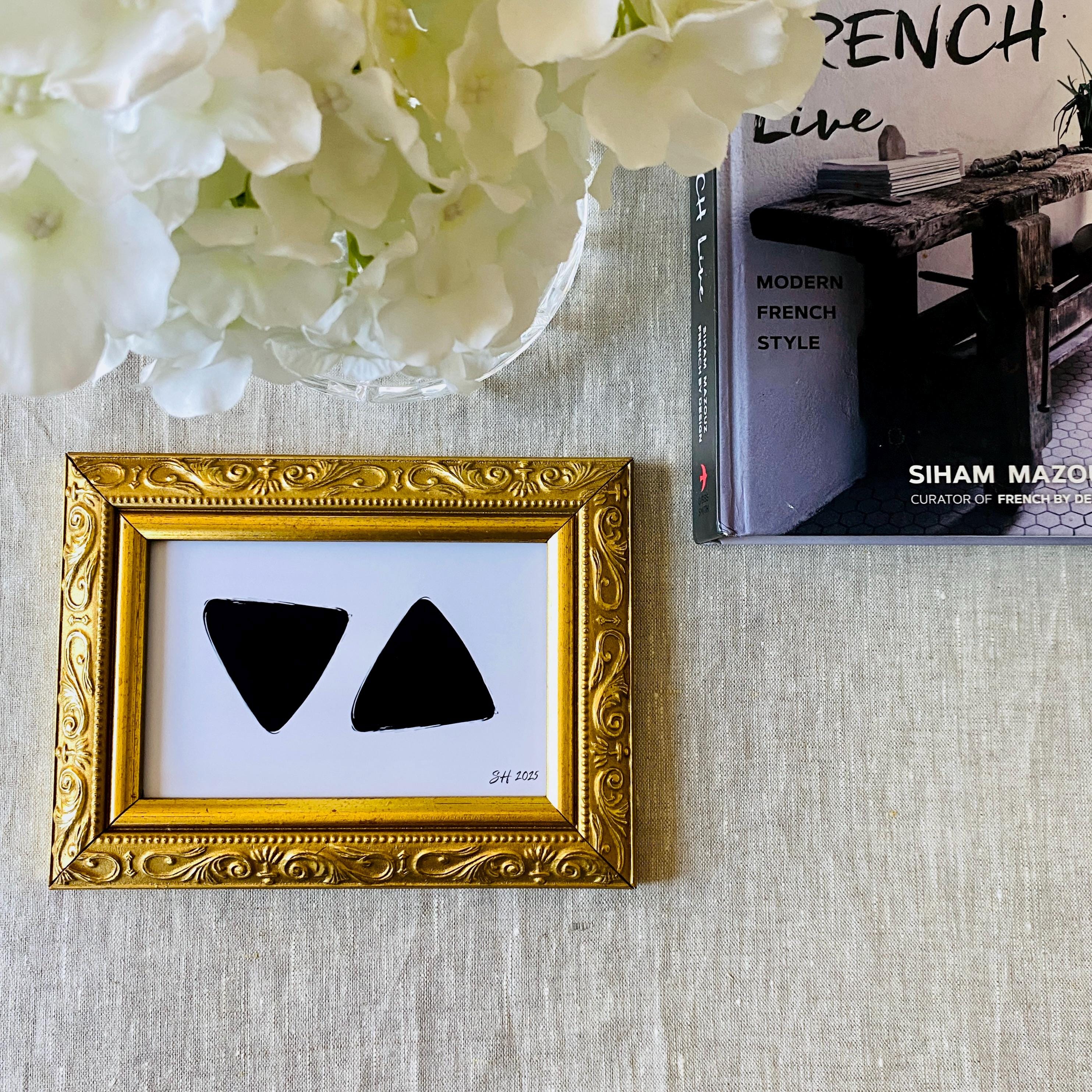 Modern Abstract Art Print in Vintage Gold Frame