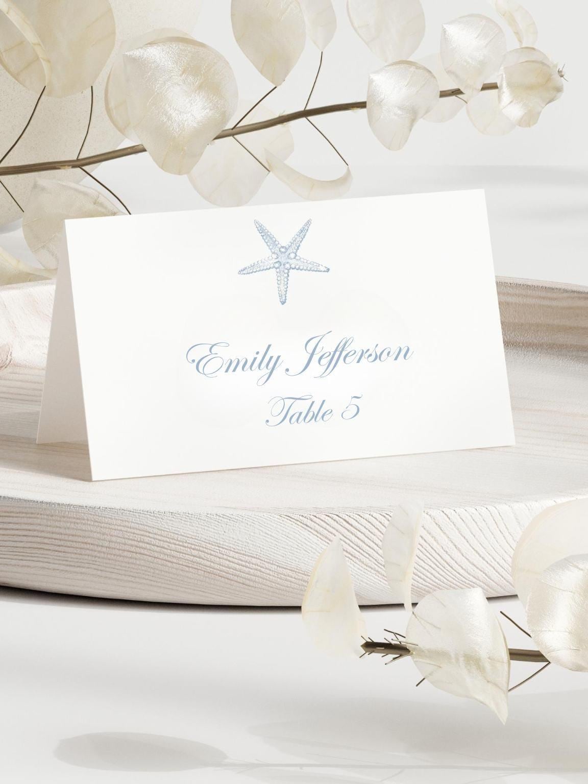 Dusty Blue Starfish Place Cards