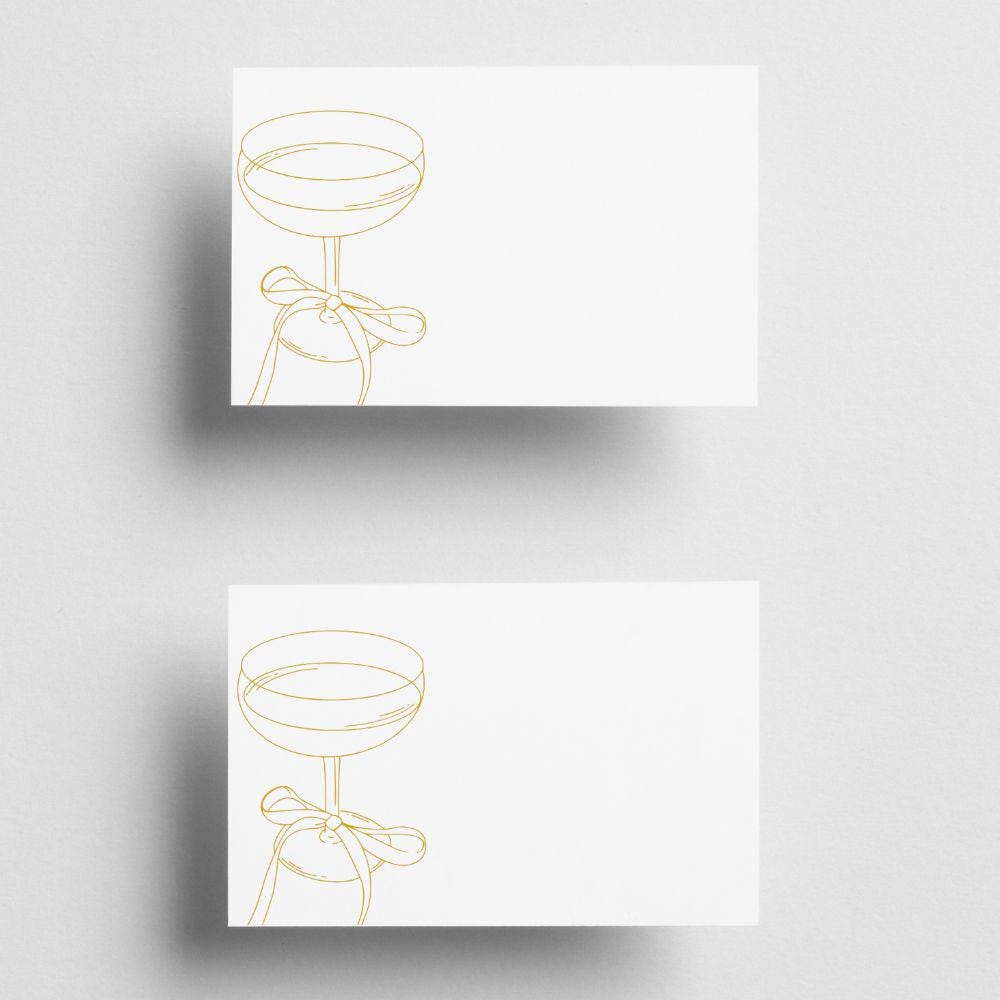 Mini Note Cards, Champagne Coup - Mini Note Cards, Whimsical Place Cards, Set of 20