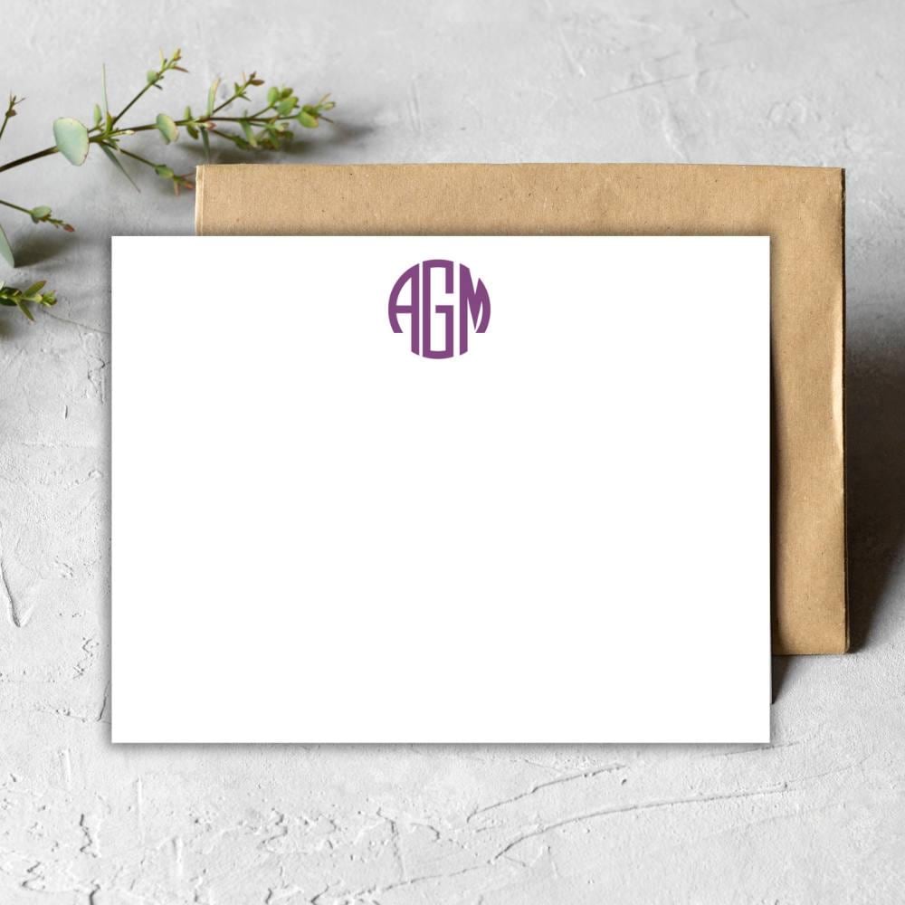 Personalized Circle Monogram Notecards, Stationery Set