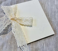 Wedding Vow Books Set of 2 Ivory with Lace Ribbon — Embossed Minimalist Ceremony Keepsake