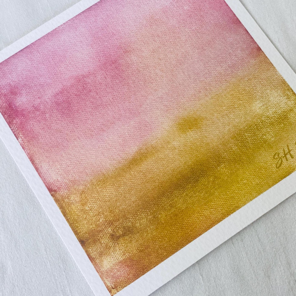 Watercolor Art Print, Abstract, Pink Rose Gold Hues (5.5x5.5)