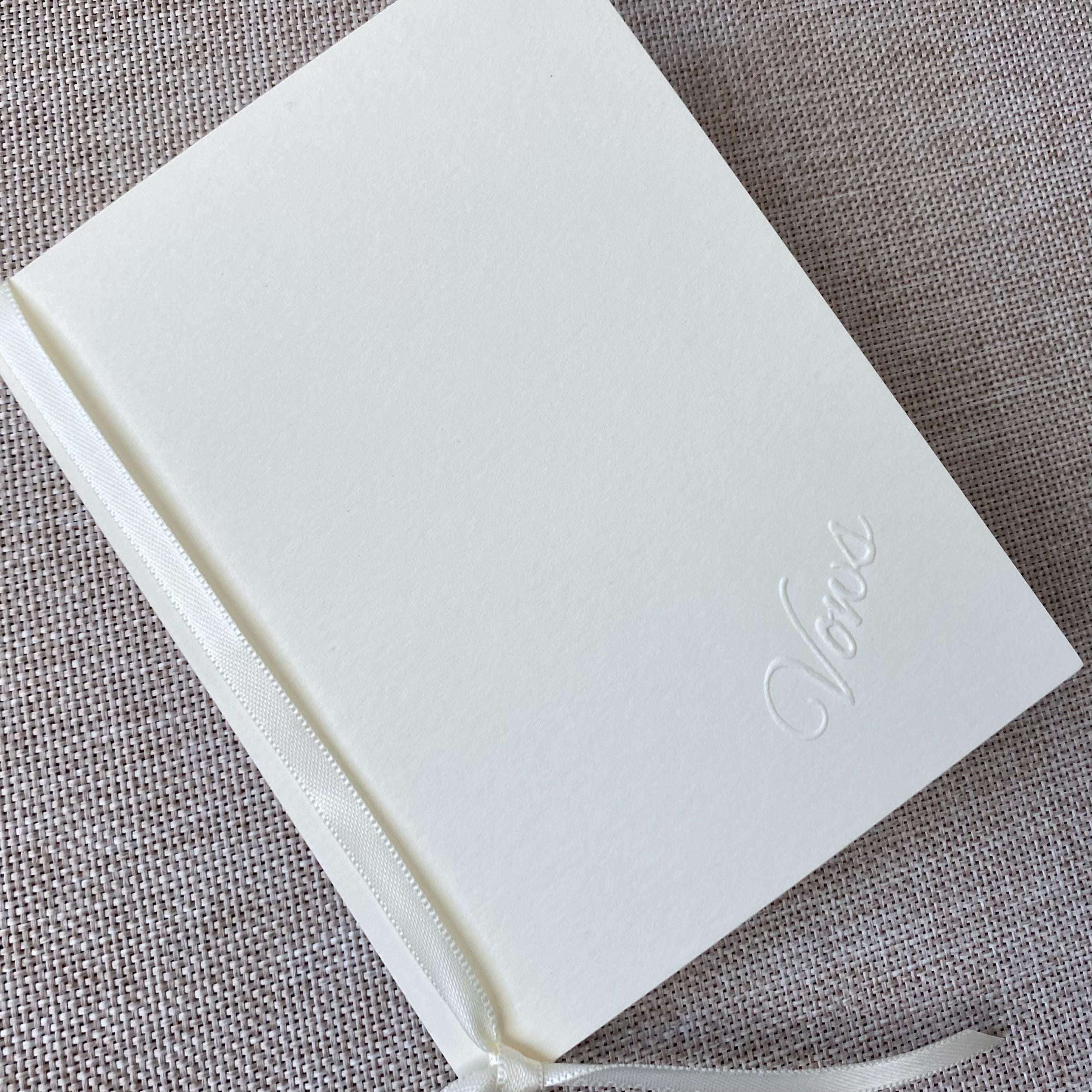 Embossed Ivory Wedding Vow Books - Set of 2 Minimalist Keepsakes