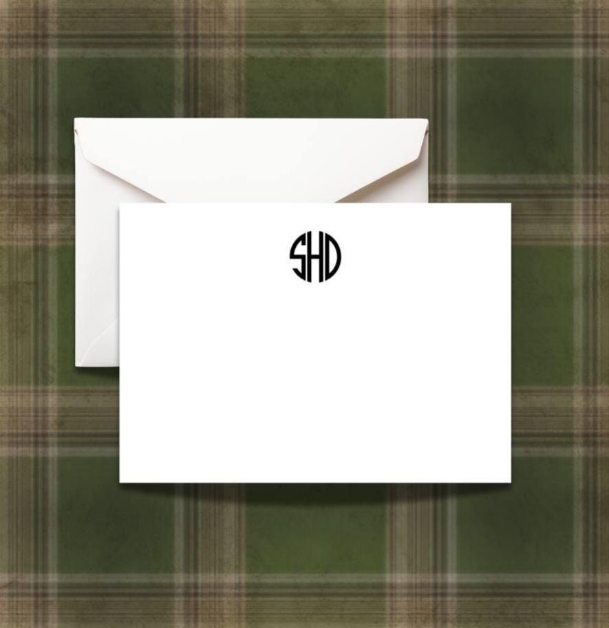 Personalized Circle Monogram Notecards, Stationery Set