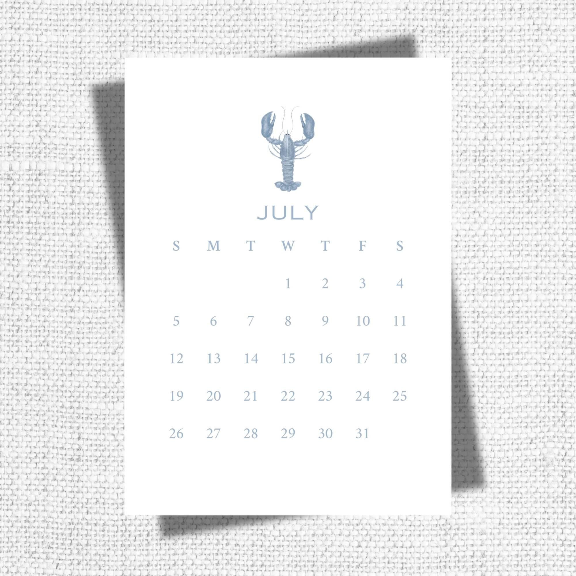 2026 Desktop Calendar, Beach Decor, Coastal Blue Shell Calendar, 5 x 7, Printed & Shipped