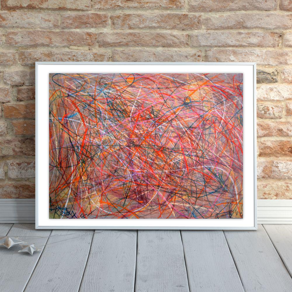 Colorful Abstract Scribble Art Print: Modern Home Decor (8 x 10)