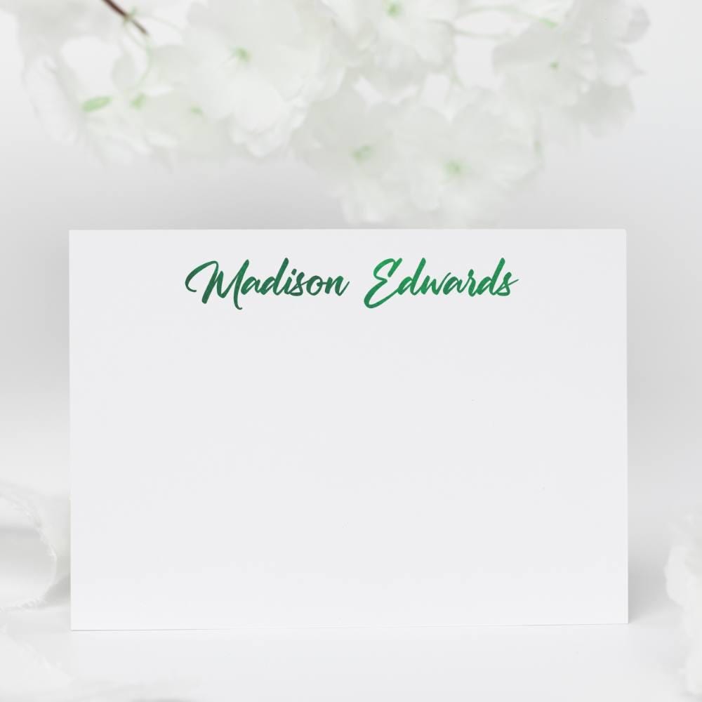 Watercolor Lettering Personalized Stationery Cards, Set of 12