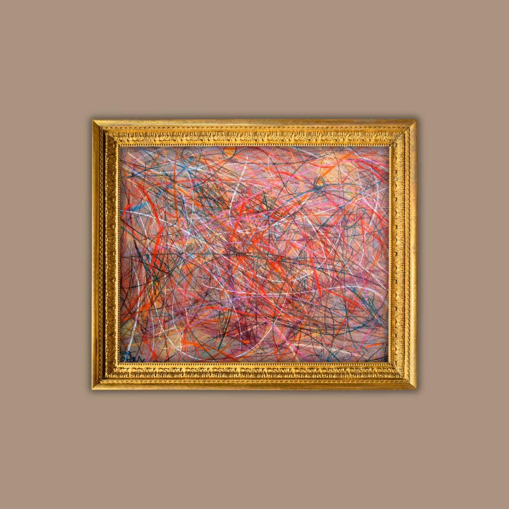 Colorful Abstract Scribble Art Print: Modern Home Decor (8 x 10)