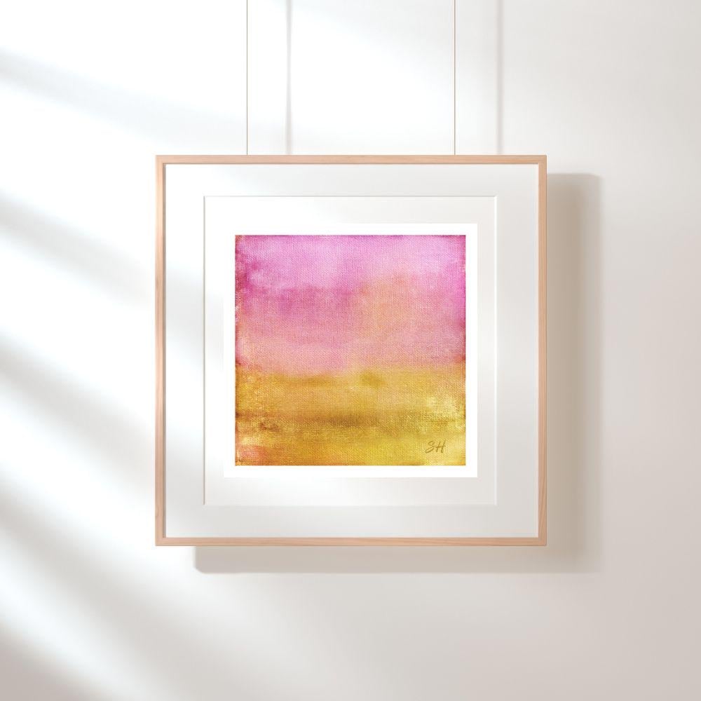 Watercolor Art Print, Abstract, Pink Rose Gold Hues (5.5x5.5)