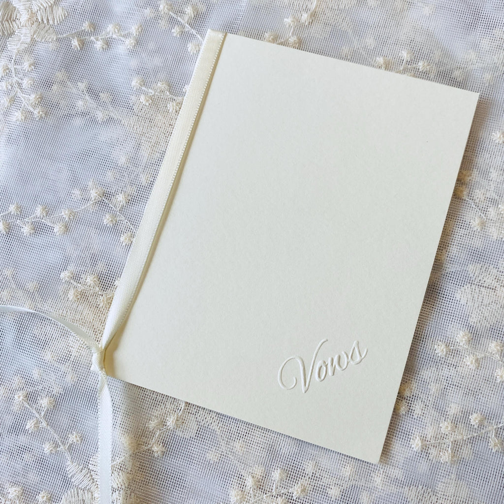 Embossed Ivory Wedding Vow Books - Set of 2 Minimalist Keepsakes