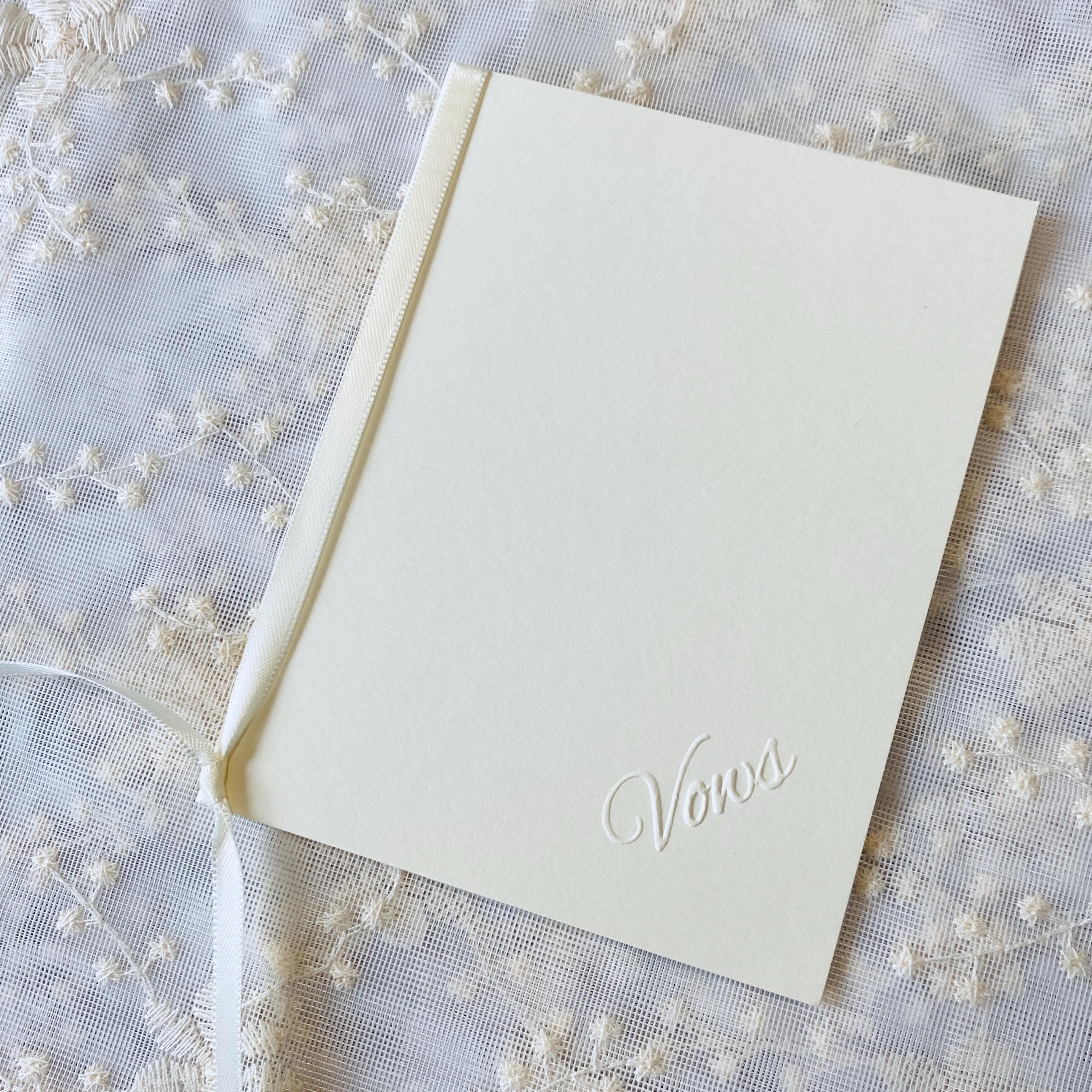 Embossed Ivory Wedding Vow Books - Set of 2 Minimalist Keepsakes