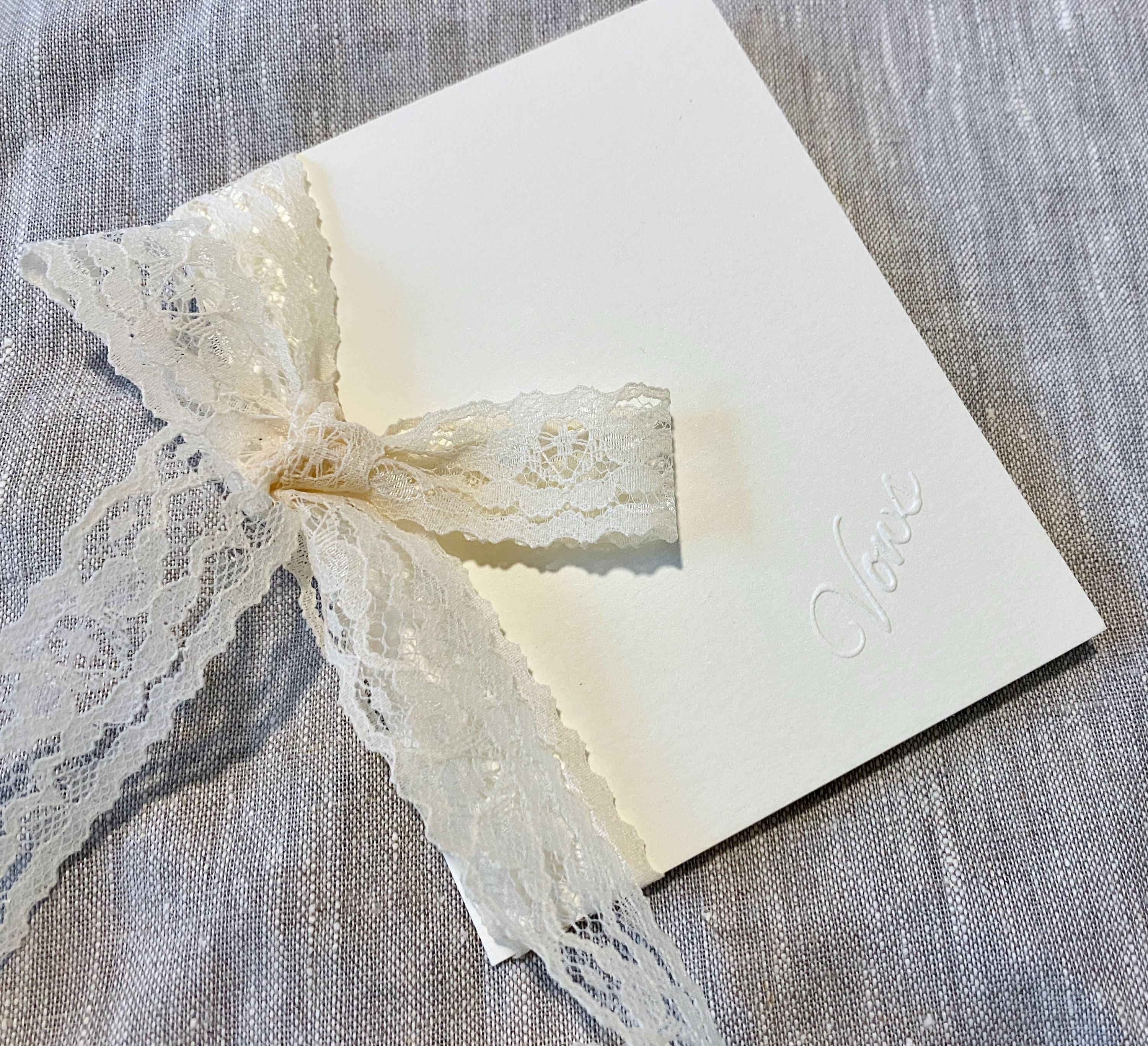 Wedding Vow Books Set of 2 Ivory with Lace Ribbon — Embossed Minimalist Ceremony Keepsake