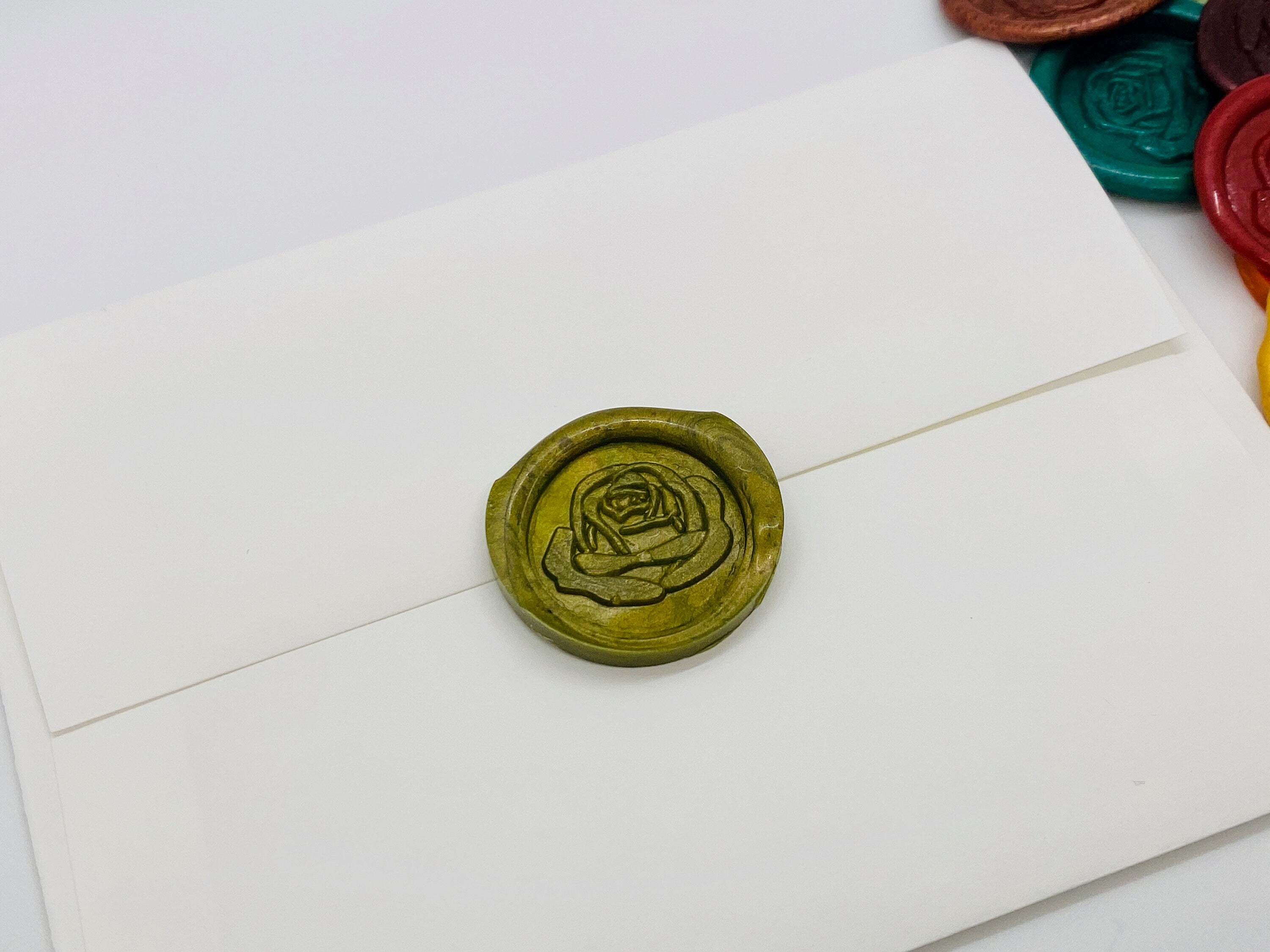 Rose Motif Wax Seal Stickers: Self-Adhesive, Assorted Colors