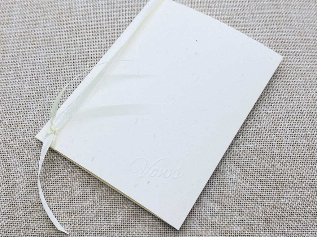 Embossed Ivory Wedding Vow Books - Set of 2 Minimalist Keepsakes