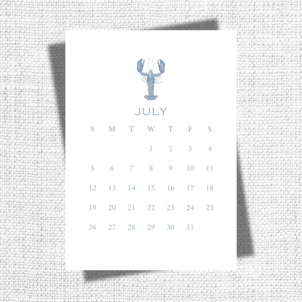 2026 Desktop Calendar, Beach Decor, Coastal Blue Shell Calendar, 5 x 7, Printed & Shipped