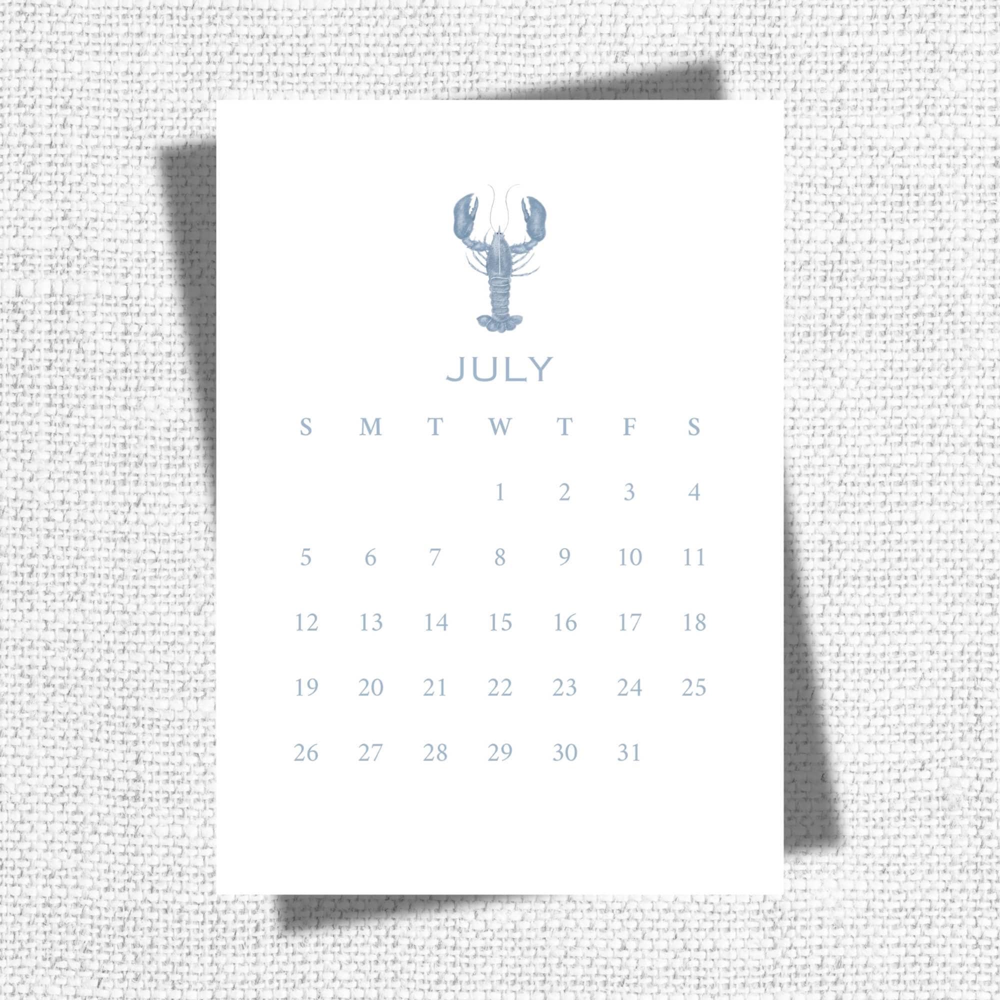 2026 Desktop Calendar, Beach Decor, Coastal Blue Shell Calendar, 5 x 7, Printed & Shipped