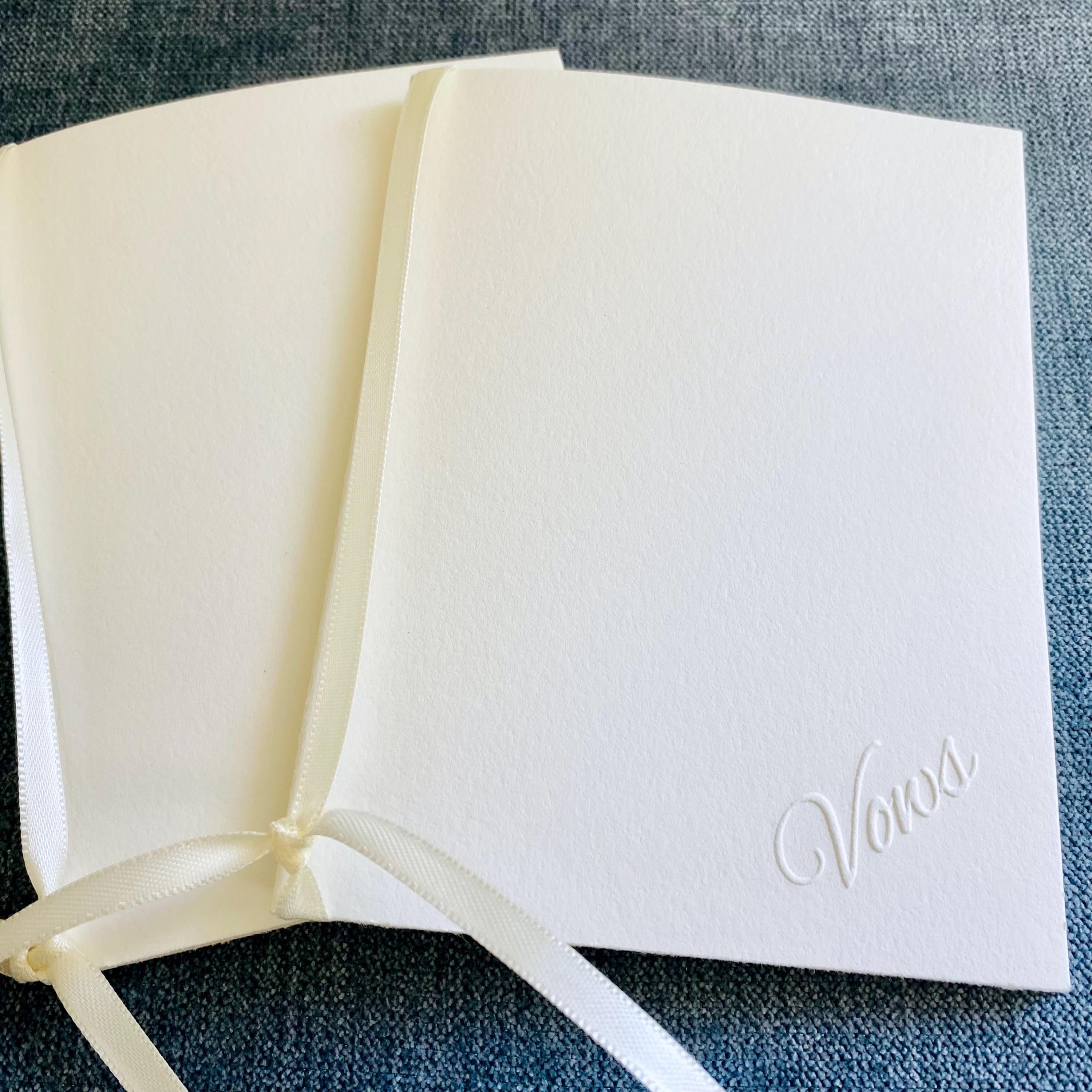 Embossed Ivory Wedding Vow Books - Set of 2 Minimalist Keepsakes