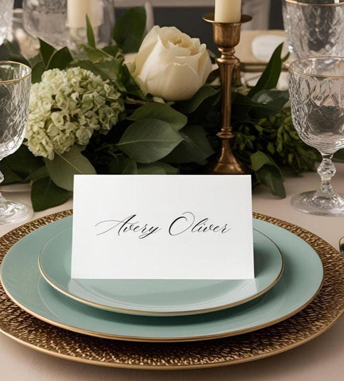 Black & White Calligraphy Place Cards