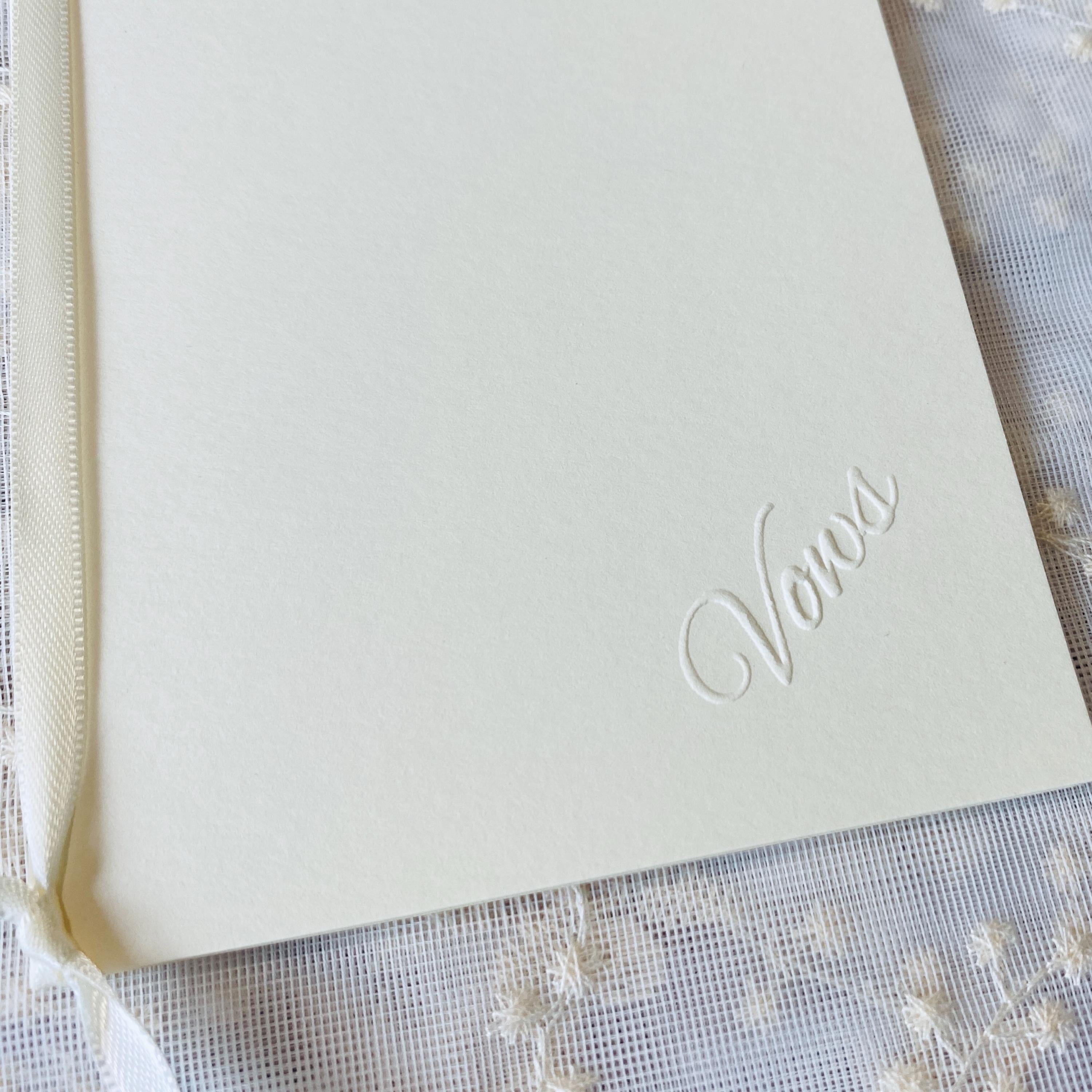 Embossed Ivory Wedding Vow Books - Set of 2 Minimalist Keepsakes