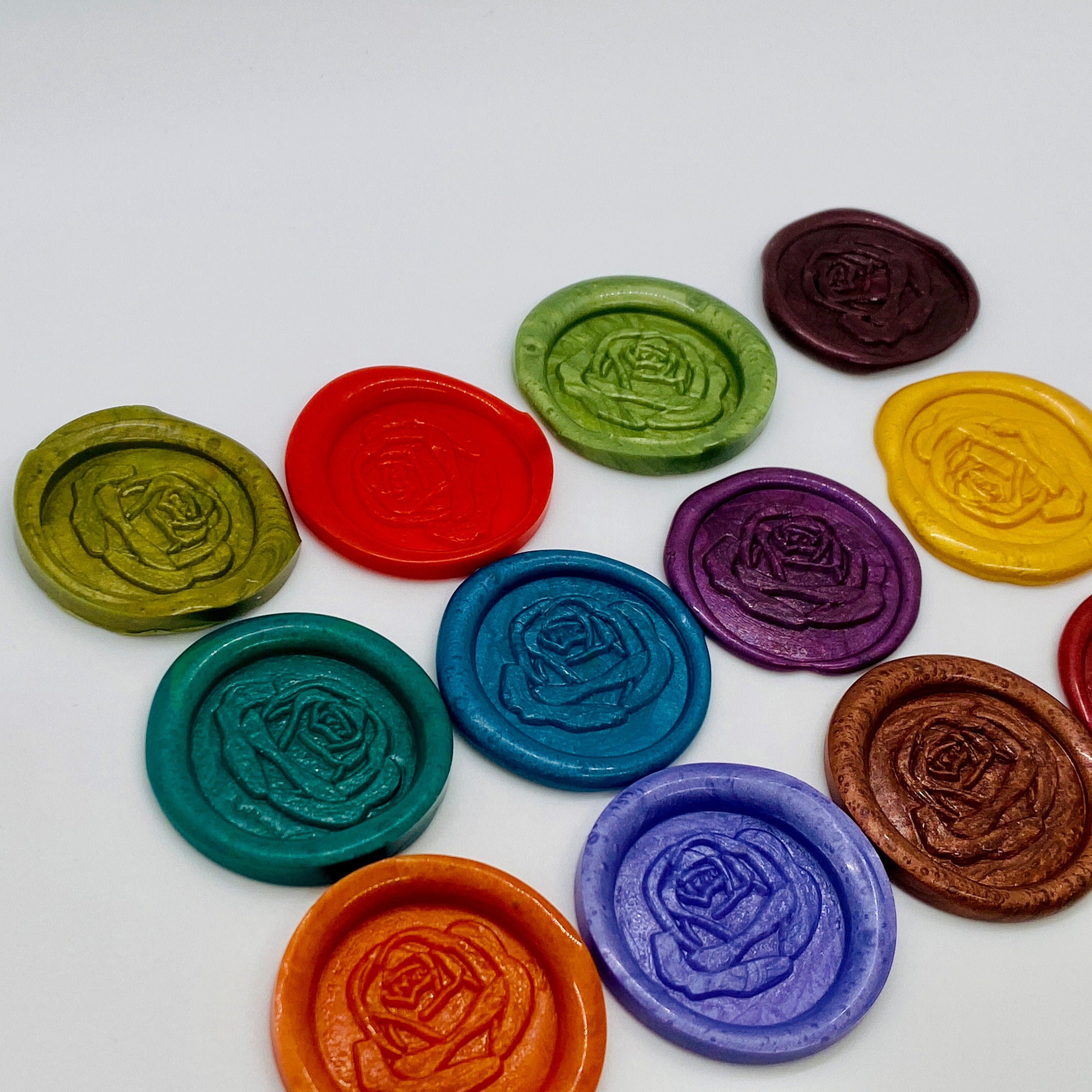 Rose Motif Wax Seal Stickers: Self-Adhesive, Assorted Colors