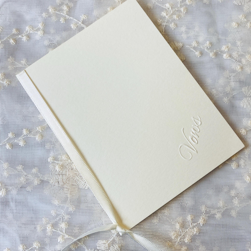 Embossed Ivory Wedding Vow Books - Set of 2 Minimalist Keepsakes