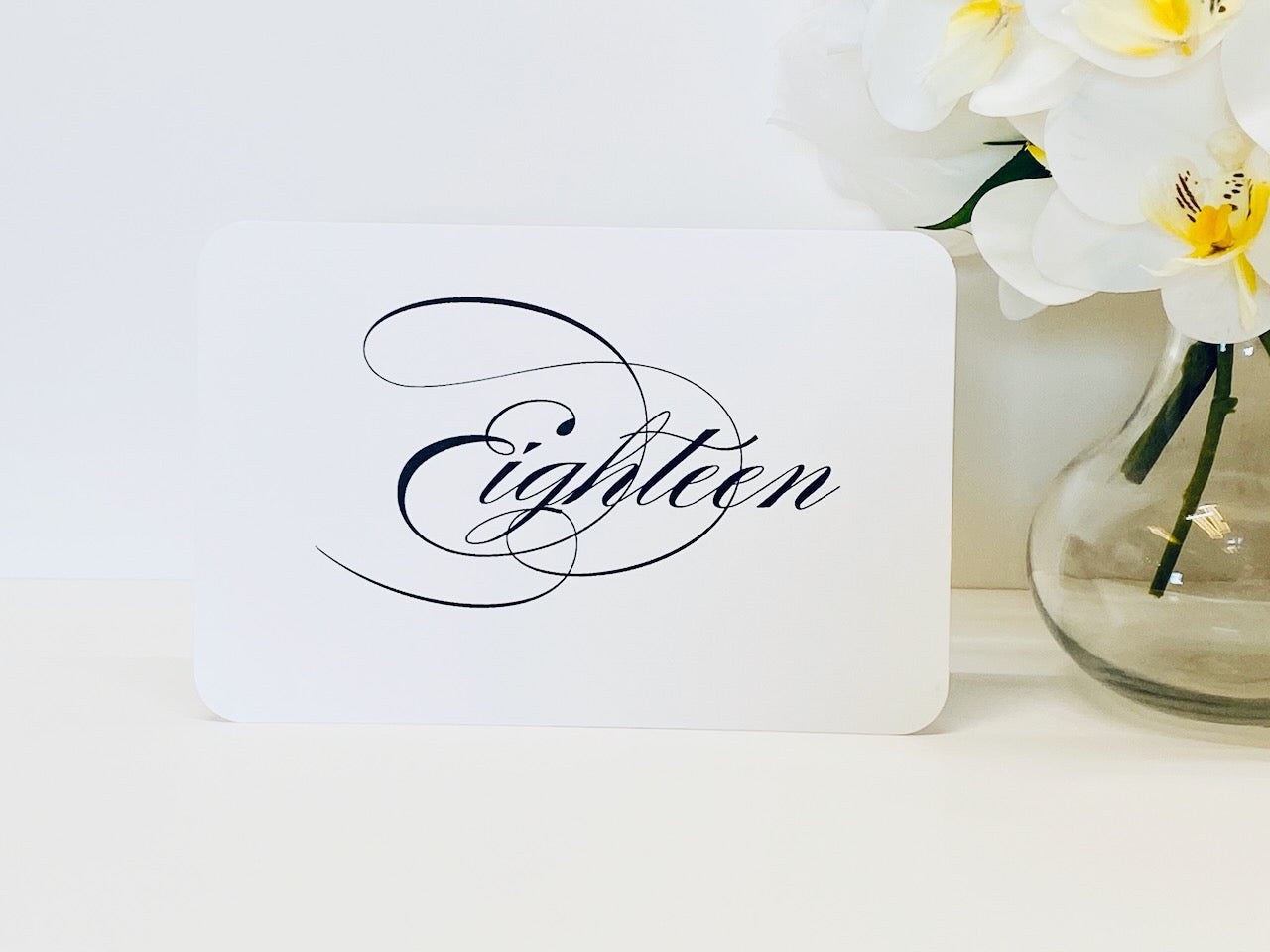 Script Wedding Table Numbers, Single-sided 4x6 Calligraphy Design, Numbers 1-20, Landscape format