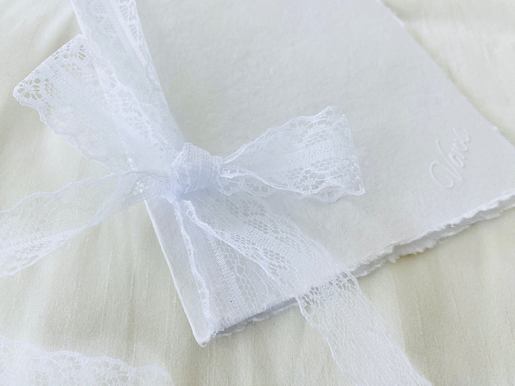 Embossed Wedding Vow Book with a lace ribbon, Set of 2