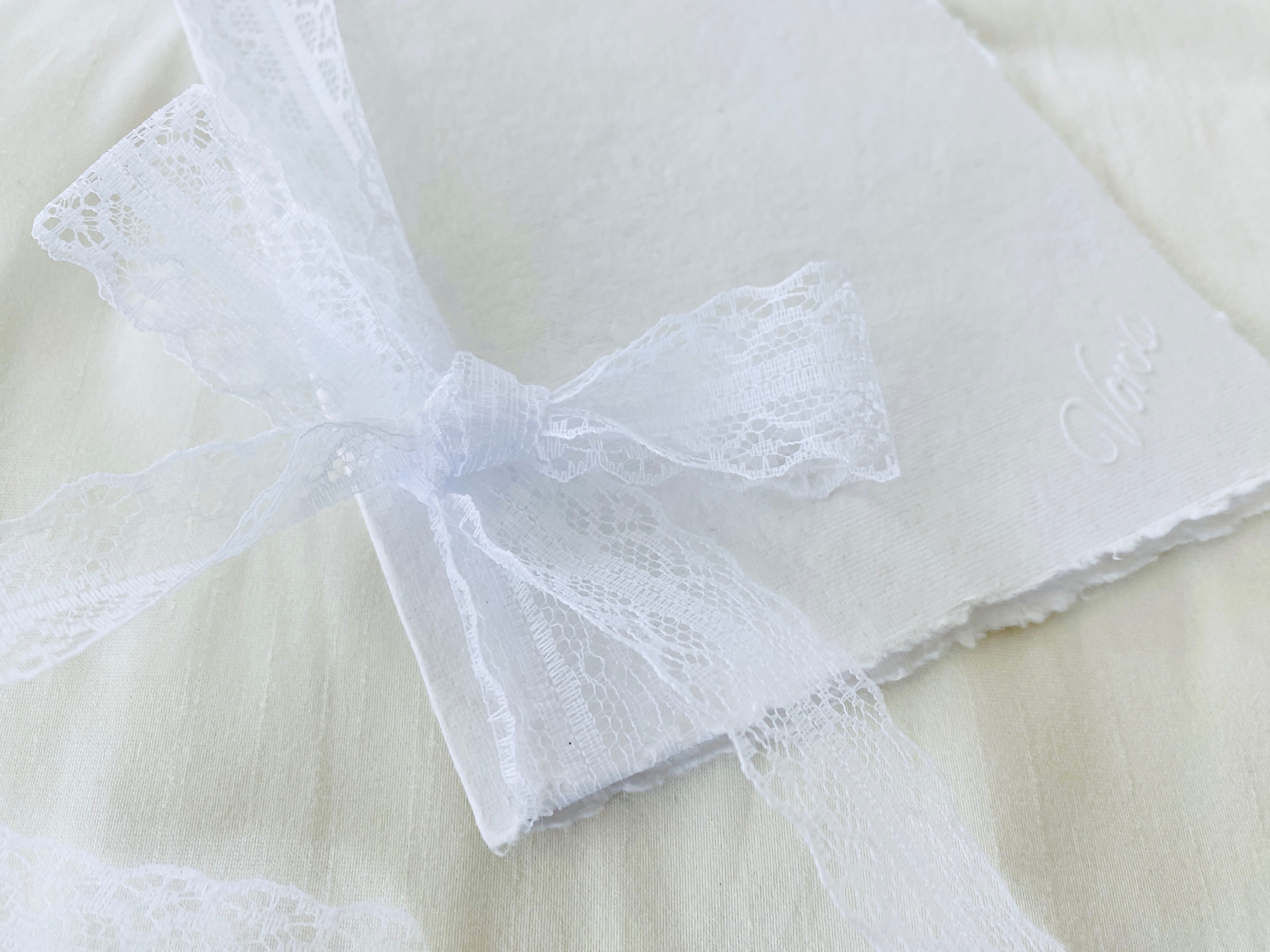 Embossed Wedding Vow Book with a lace ribbon, Set of 2