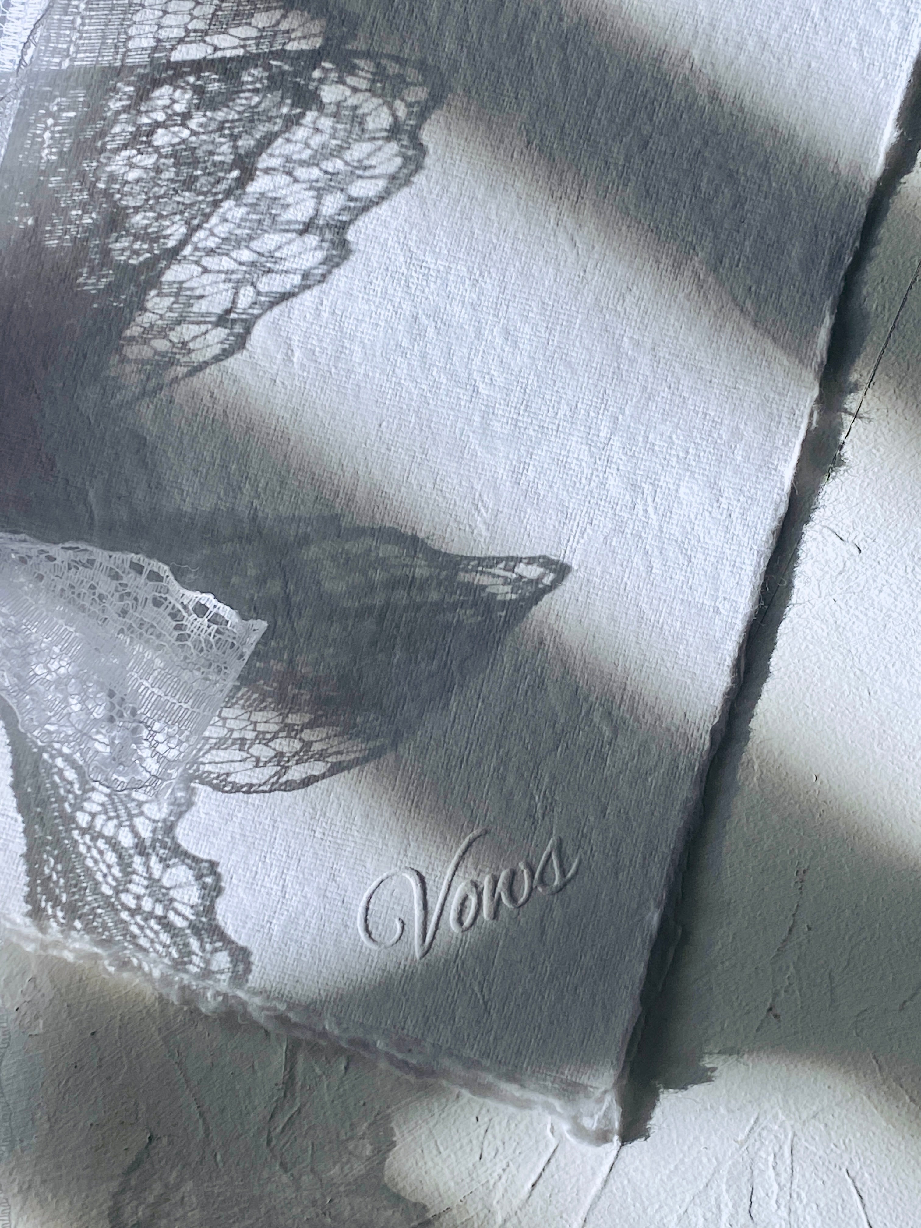 Embossed Wedding Vow Book with a lace ribbon, Set of 2