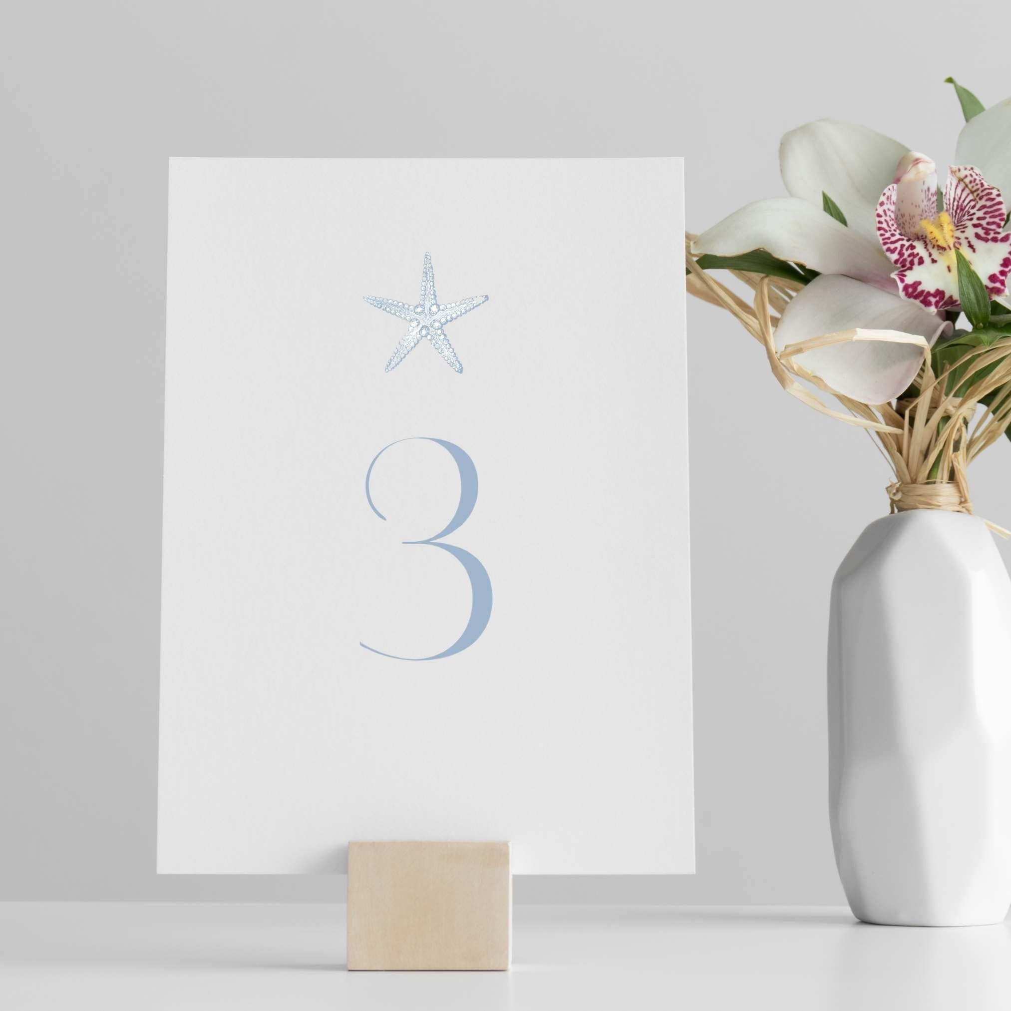 Dusty Blue Starfish Table Numbers