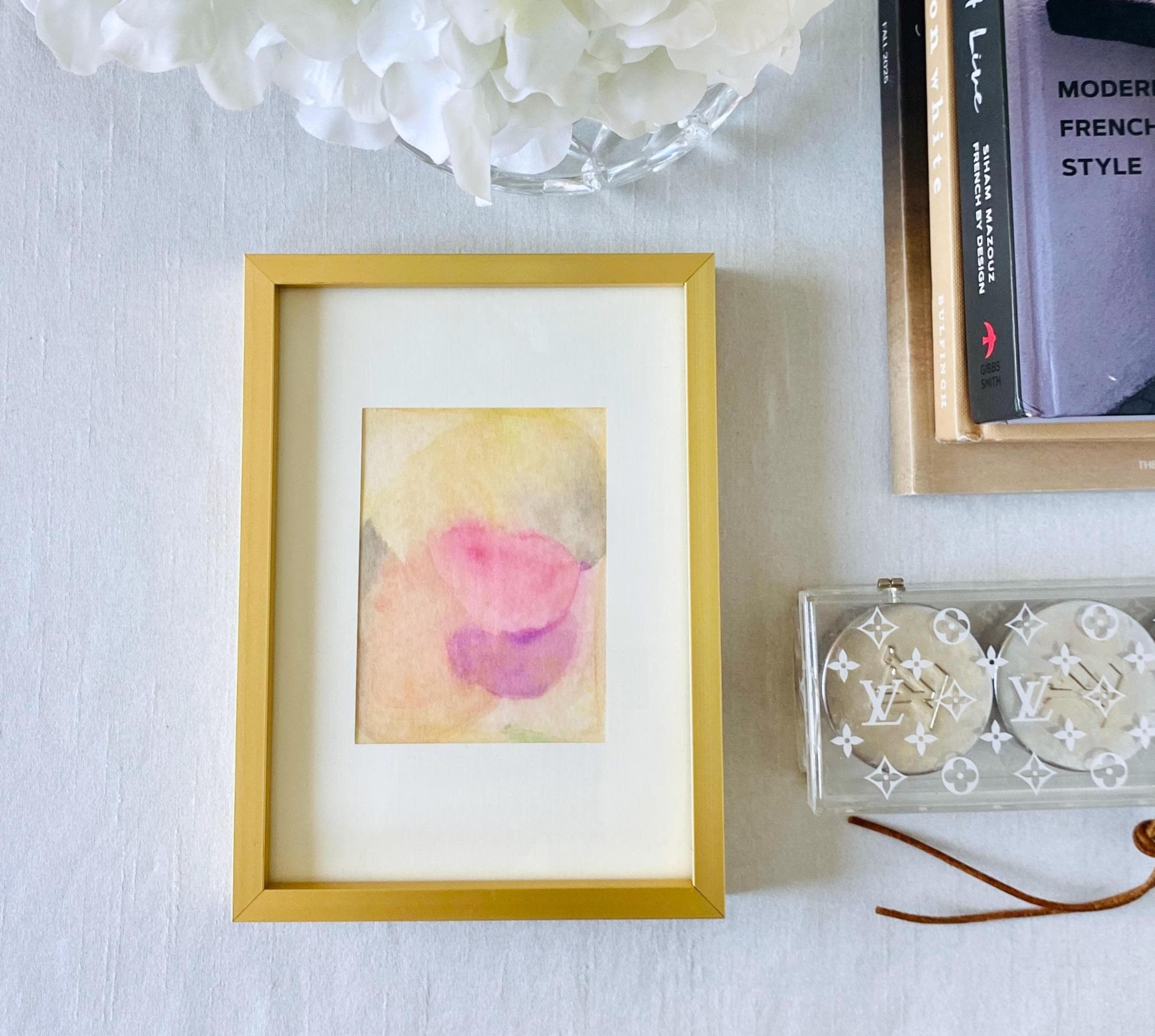Framed Abstract Watercolor Art: Jewel Tone Home Decor (5x7)