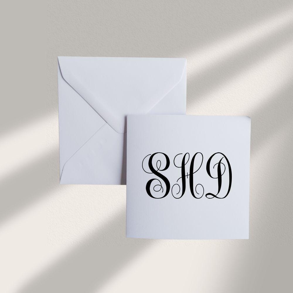 Navy Blue Monogram Note Cards with envelopes, Set of 12