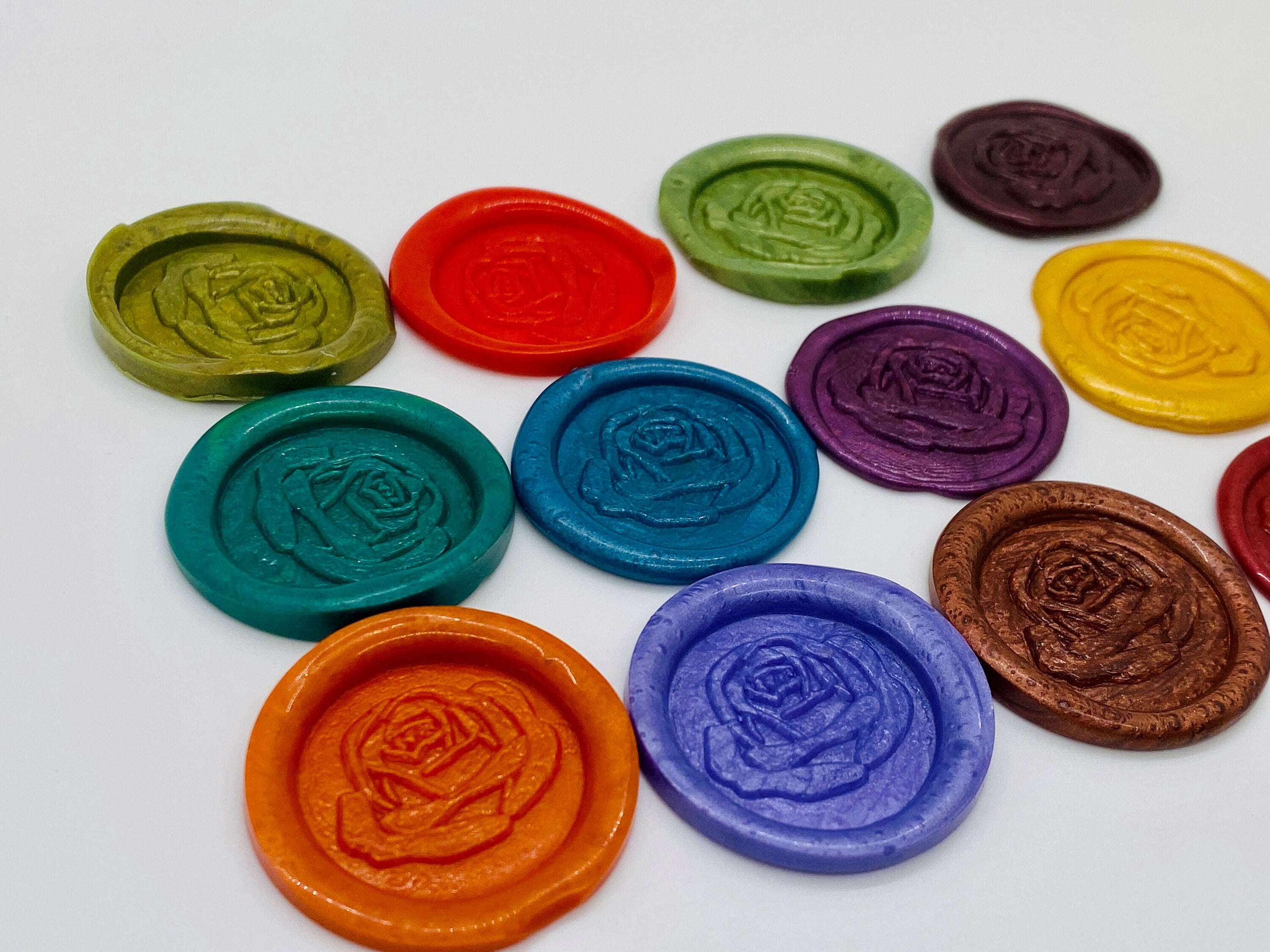 Rose Motif Wax Seal Stickers: Self-Adhesive, Assorted Colors
