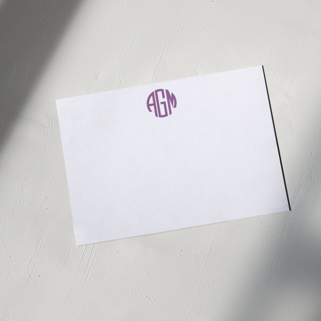 Personalized Circle Monogram Notecards, Stationery Set