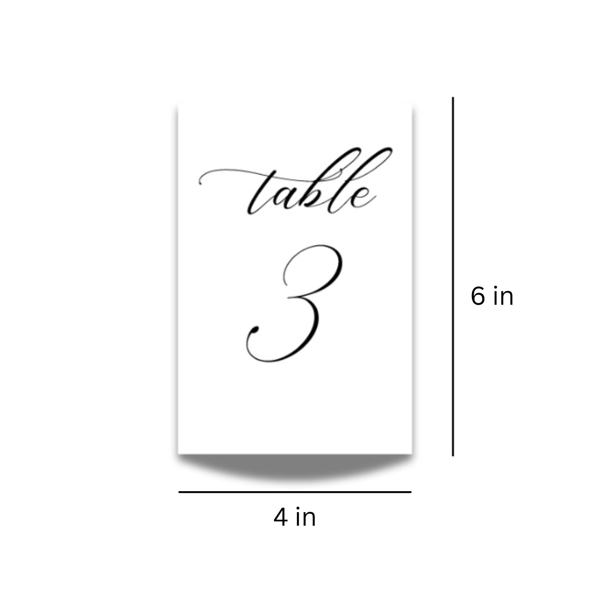 Calligraphy Wedding Table Numbers