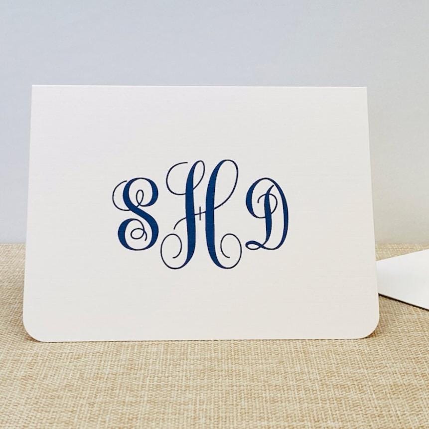 Monogram Folded Notecards, Personalized Notecards
