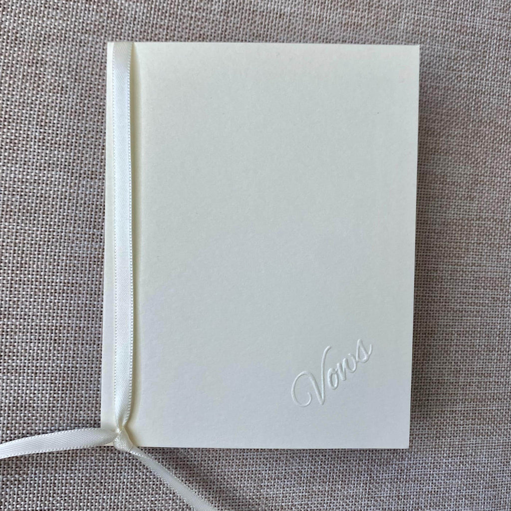 Embossed Ivory Wedding Vow Books - Set of 2 Minimalist Keepsakes
