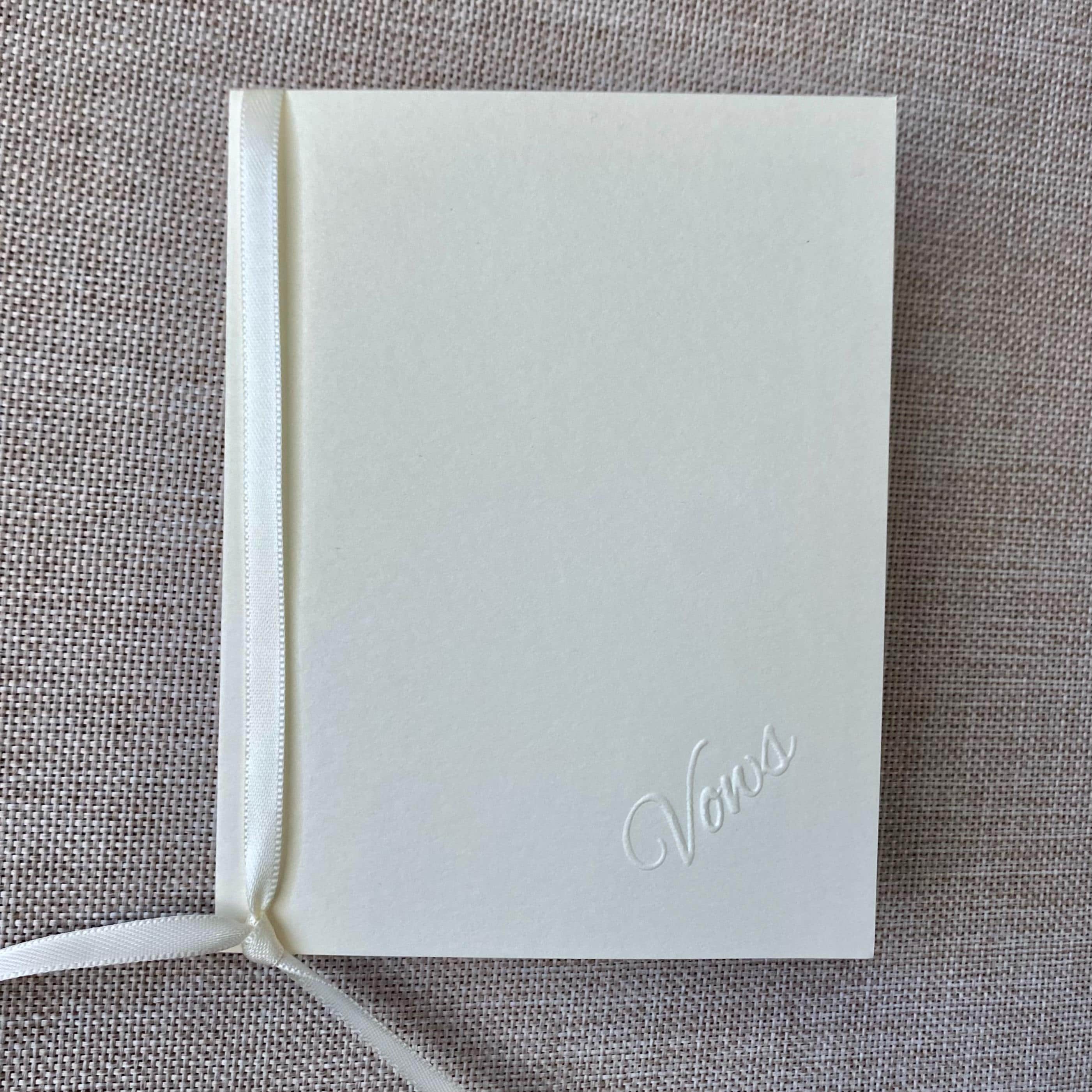 Embossed Ivory Wedding Vow Books - Set of 2 Minimalist Keepsakes