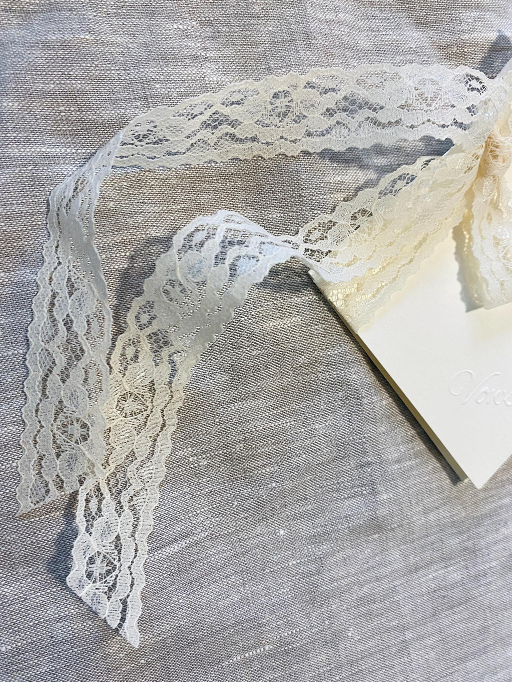 Wedding Vow Books Set of 2 Ivory with Lace Ribbon — Embossed Minimalist Ceremony Keepsake