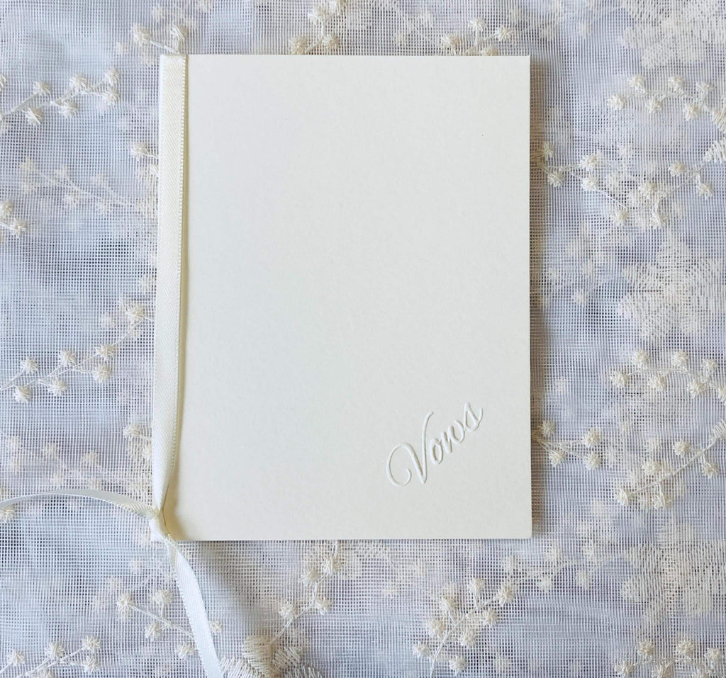 Embossed Ivory Wedding Vow Books - Set of 2 Minimalist Keepsakes
