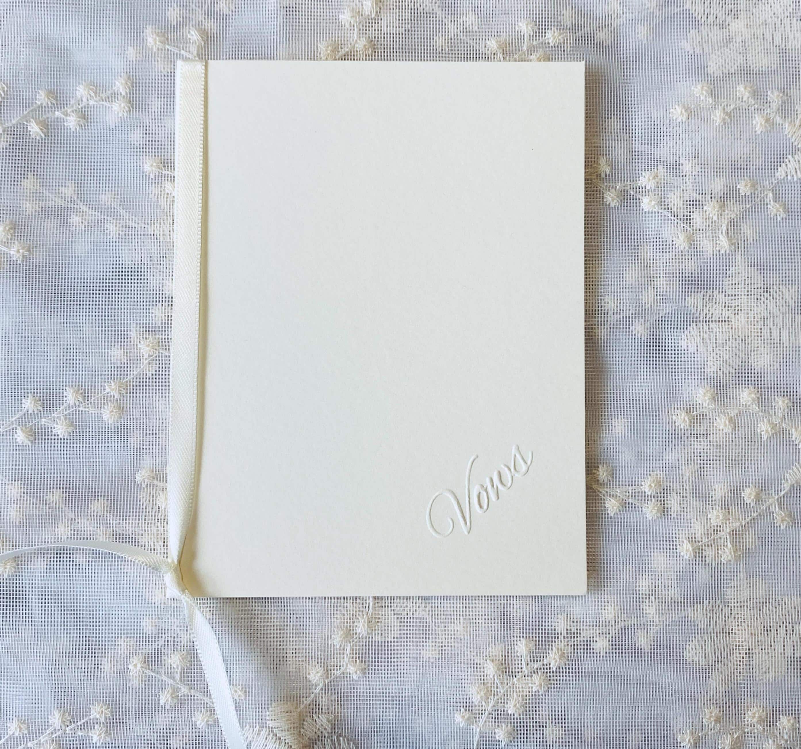 Embossed Ivory Wedding Vow Books - Set of 2 Minimalist Keepsakes