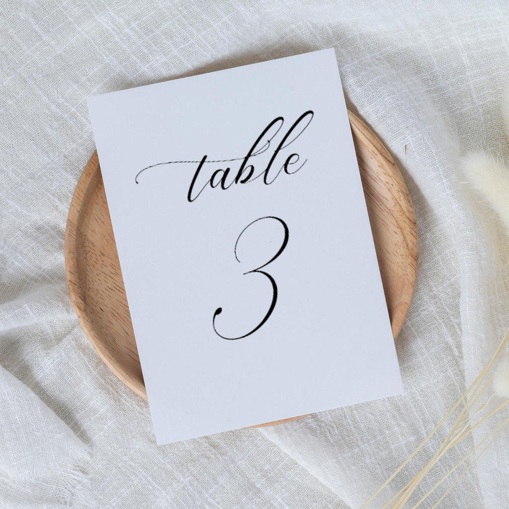 Calligraphy Wedding Table Numbers